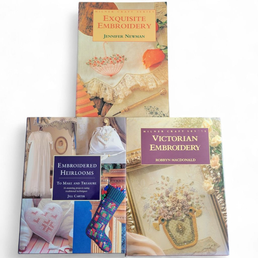 Vtg Embroidery Book Bundle | Victorian & Heirloom Stitching | 3 Books